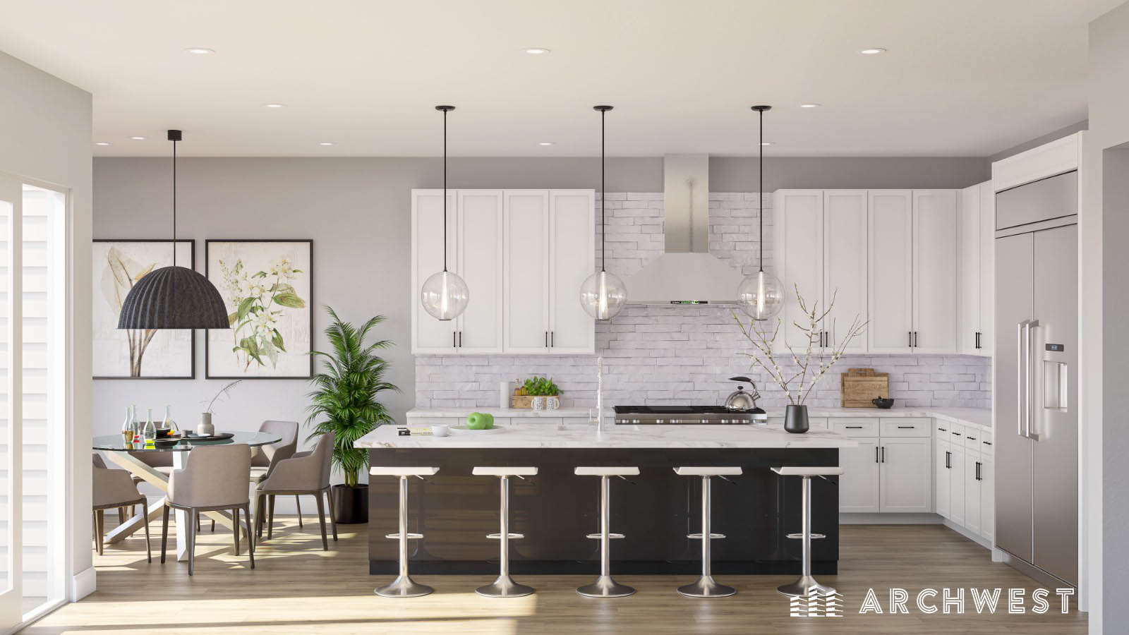 1. 3D Render of a Contemporary Kitchen, Texas, USA